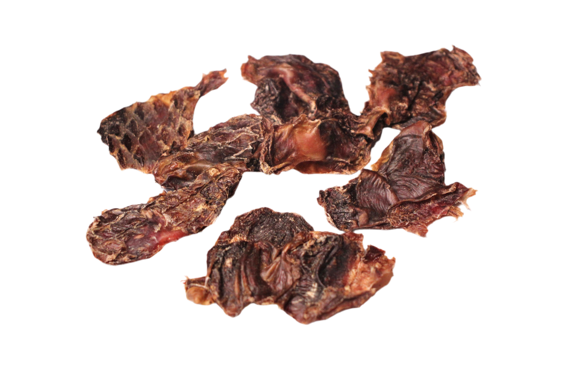 Gedroogde kippenmaagjes voor honden, een natuurlijke snack geschikt als beloning, tussendoortje of kauwsnack voor kleine en grote honden.