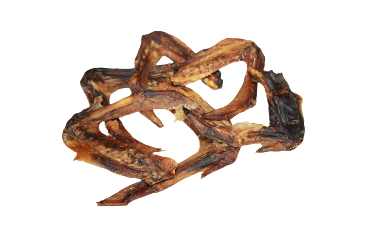 Gedroogde eendenvleugels voor honden, een natuurlijke knapperige kauwsnack met eiwitten en zonder kunstmatige toevoegingen.
