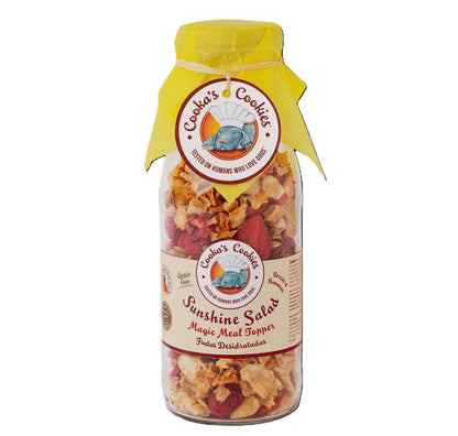 Fruitmix voor honden met aardbei, framboos, banaan en pompoen, geschikt als natuurlijke topping over de dagelijkse maaltijd.