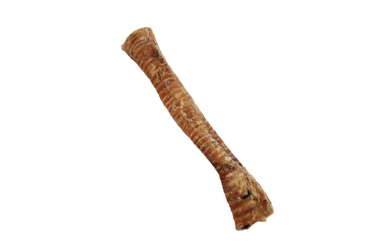 Luchtpijp rund van 25 cm voor honden, een stevige natuurlijke kauwsnack voor volwassen honden die graag kauwen.